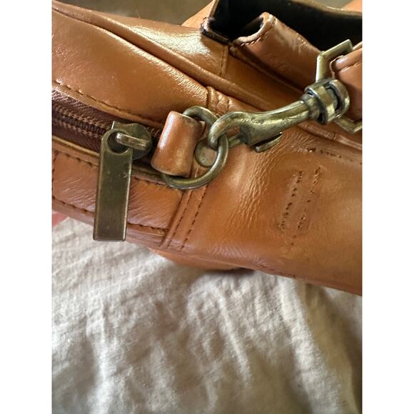 Frye Carmel Brown Genuine Leather Boho Satchel Small Anti Theft  Crossbody Bag - Picture 10 of 15